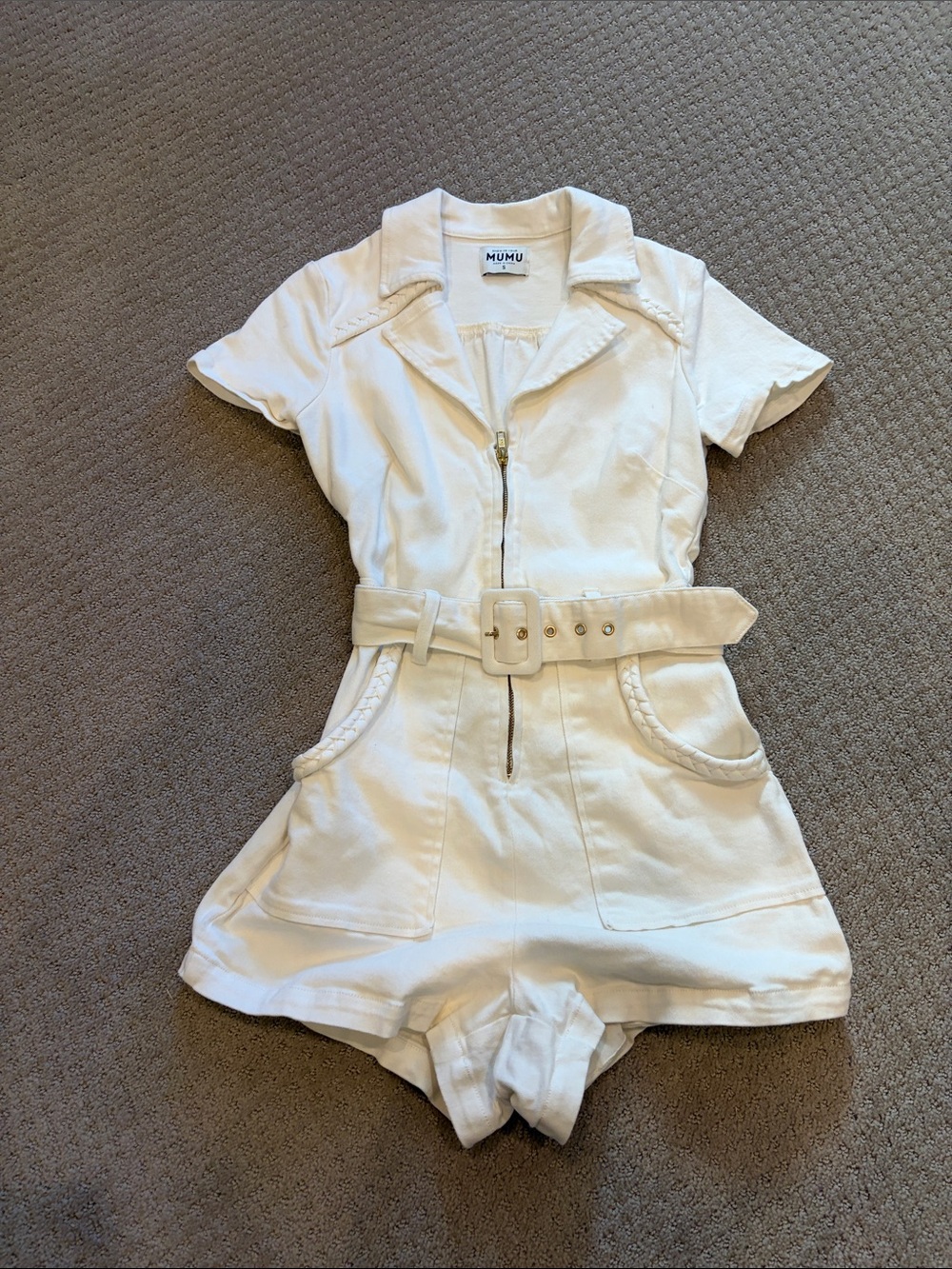 Show Me Your Mumu White Belted Short Sleeve Romper